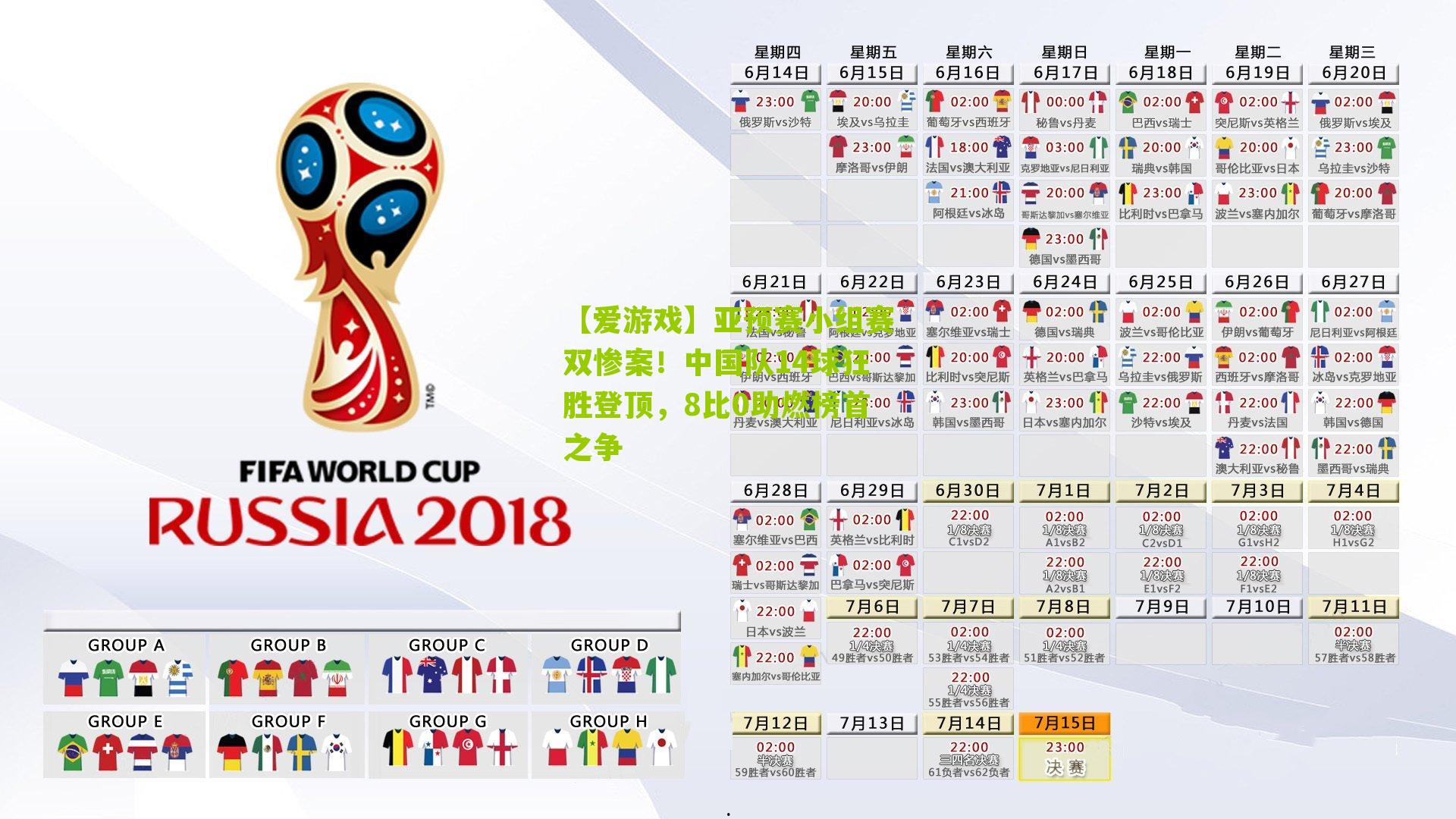 【爱游戏】亚预赛小组赛双惨案！中国队14球狂胜登顶，8比0助燃榜首之争